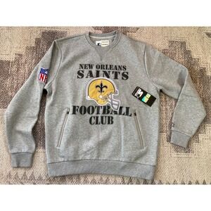 NWT Mens Sz Large‎ New Orleans Saints STARTER Black Label Crewneck Sweater Gray